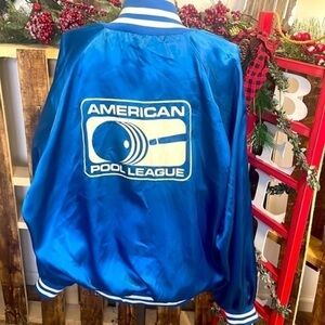 Vintage WestArk jacket Royal Blue White American Pool League bomber coat Sz 2XL